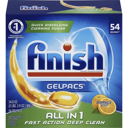FINISH Dish Detergent, Gelpacs, Orange, 34.8 oz., Multi, PK 54 RAC81181
